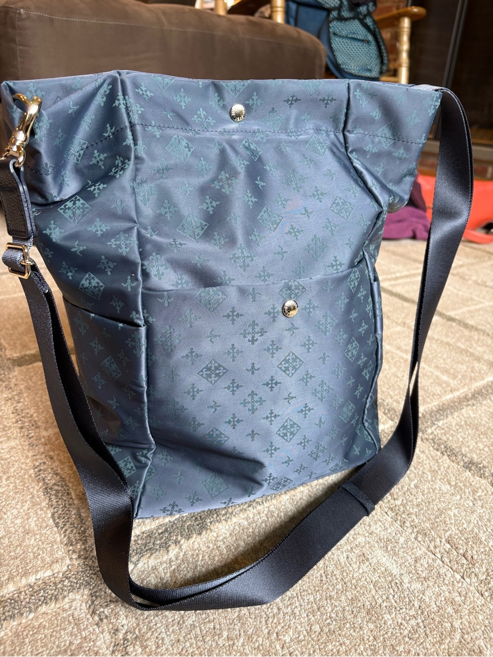 Russet Japan 2-way Crossbody Tote Bag Jacquard Signature Monogram Navy Green